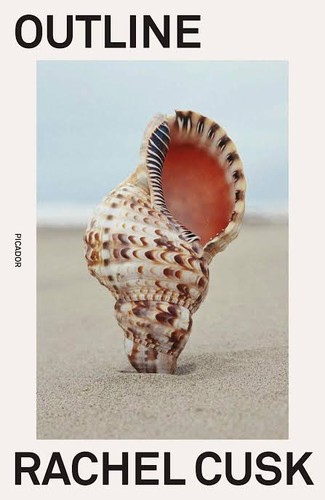 Cover of the Farrar, Straus and Giroux paperback edition of Outline by Rachel Cusk, a minimalist cover with abstract wavy line motifs on a pale background