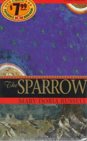 Cover of the Ballantine paperback edition of The Sparrow by Mary Doria Russell, a stylized illustration of a lone figure against a starfield with a bird motif